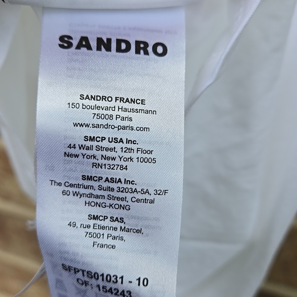 Sandro Just Love White Shoulder Pad Muscle Tee Shirt Size 0 - Picture 7 of 7